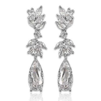 Leaf Element Pear Shaped Cut Earrings