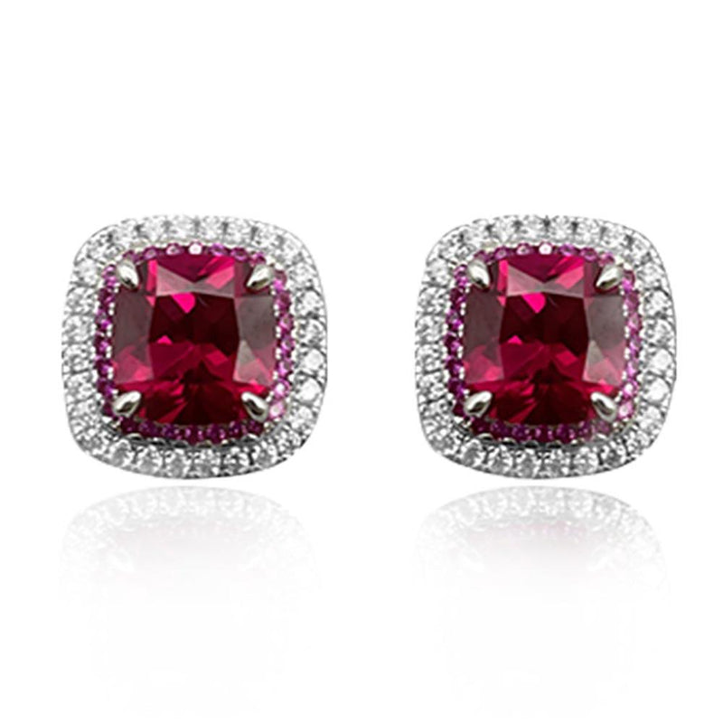 Cushion Shaped Red Earrings