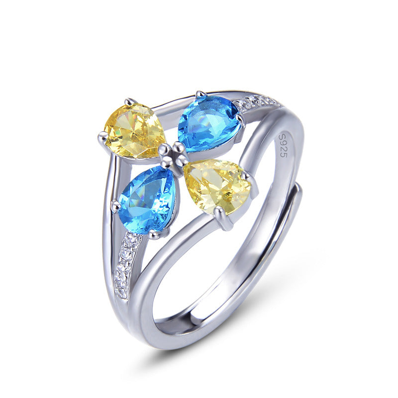 Pearl Shaped Cut Sterling Silver Open Ring