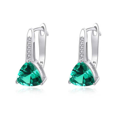 Drop Shaped Green Sterling Silver Earrings