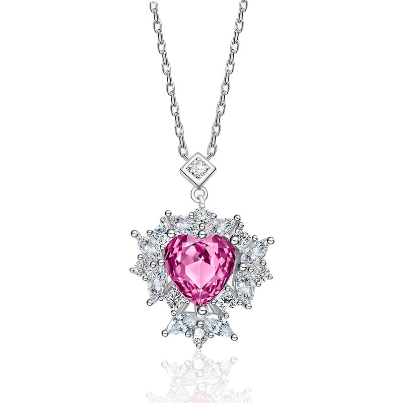 Heart Shaped Cut Sterling Silver Necklace