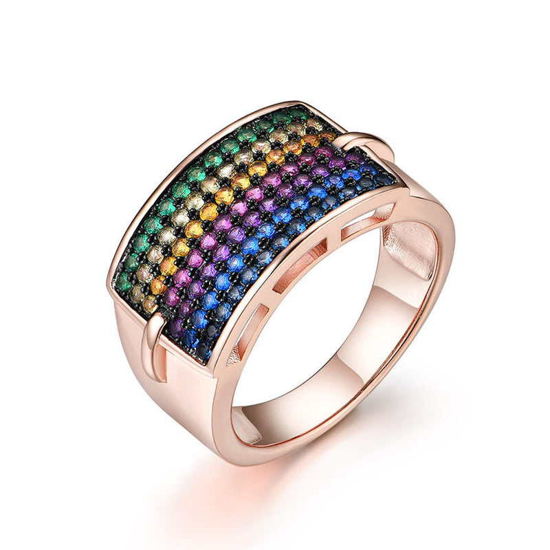 Round Shaped Cut Color Sterling Silver Ring