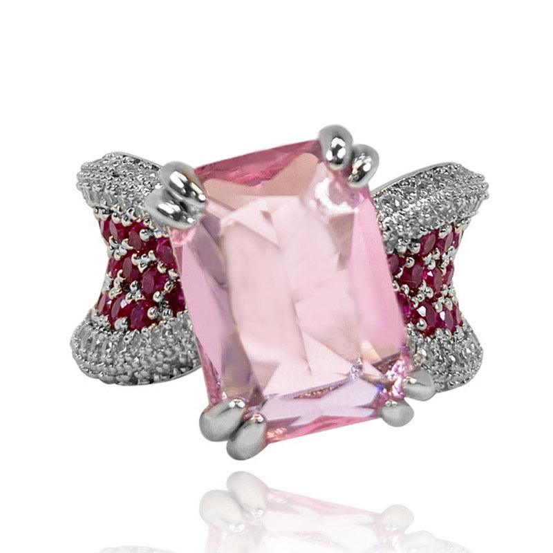 Pink Radiant Shaped Open Ring