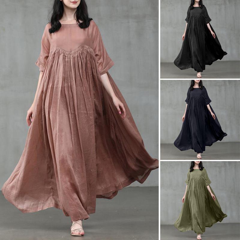 Solid Color Patchwork Maxi Dress