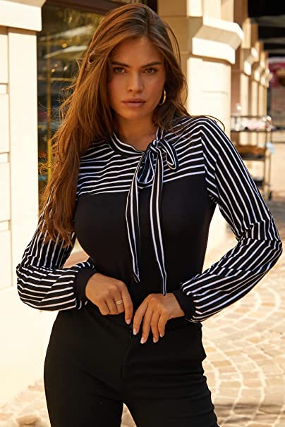 Ladies Lace-Up Long Sleeve Suit Shirt