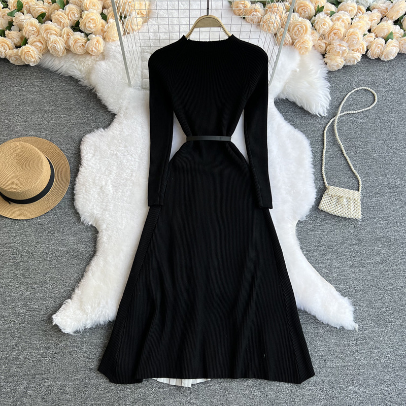 Elegant knitted temperament simple dress