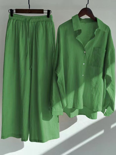 Women's 2-piece Oversize Cotton and Linen Shirt
