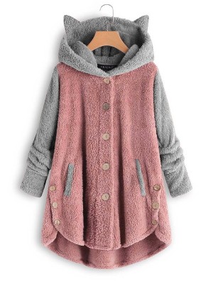 Plush Color Block Coat