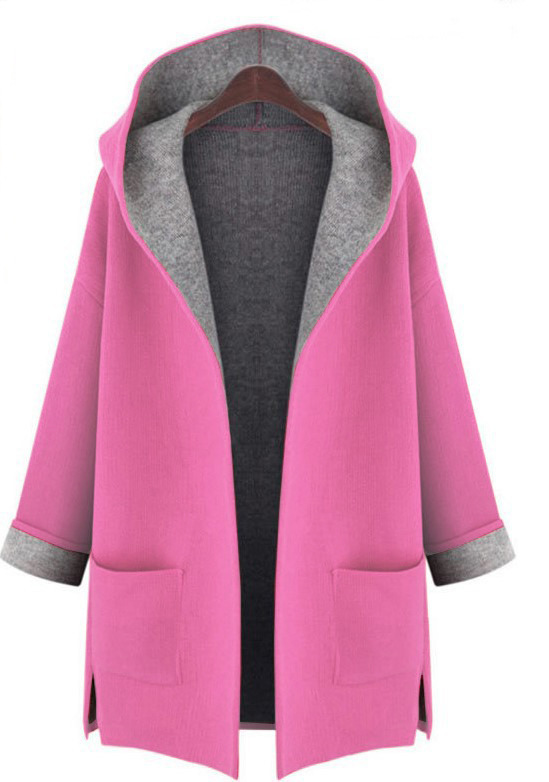 Candy-colored plus-size women's loose cardigan woolen windbreaker coat