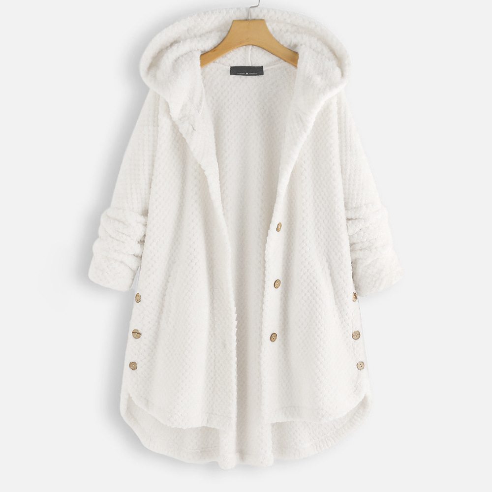 Hooded double-faced fleece fashion mid-length oversized hooded coat