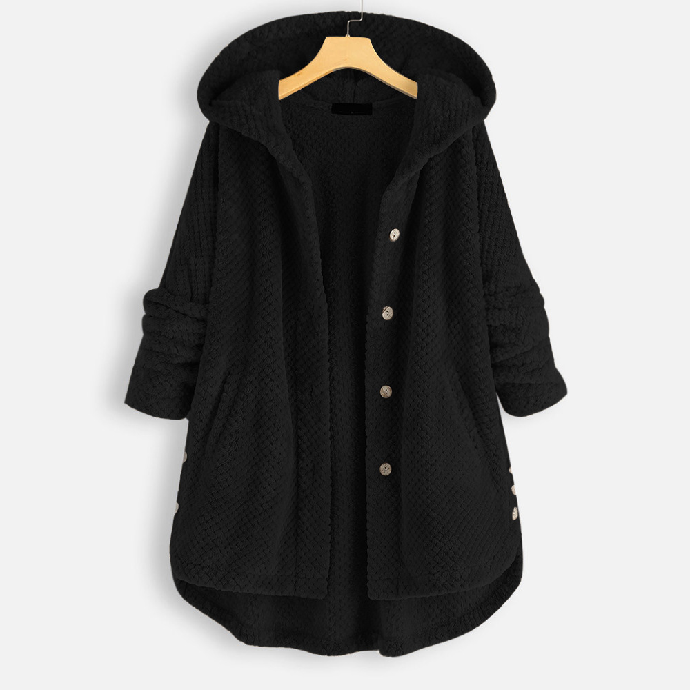 Hooded double-faced fleece fashion mid-length oversized hooded coat