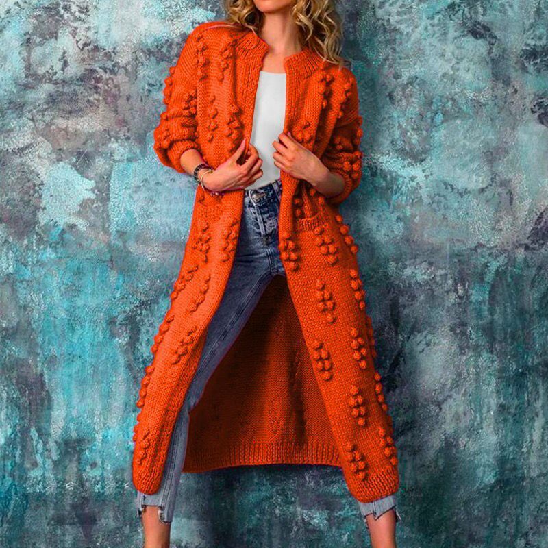 Hot Sale Solid color cardigan long sweater coat