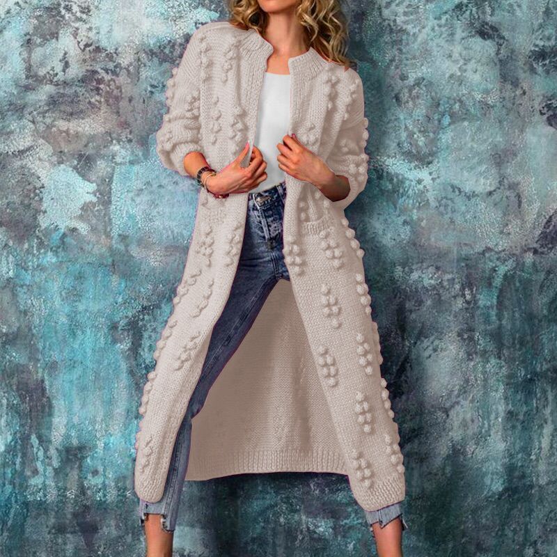 Hot Sale Solid color cardigan long sweater coat