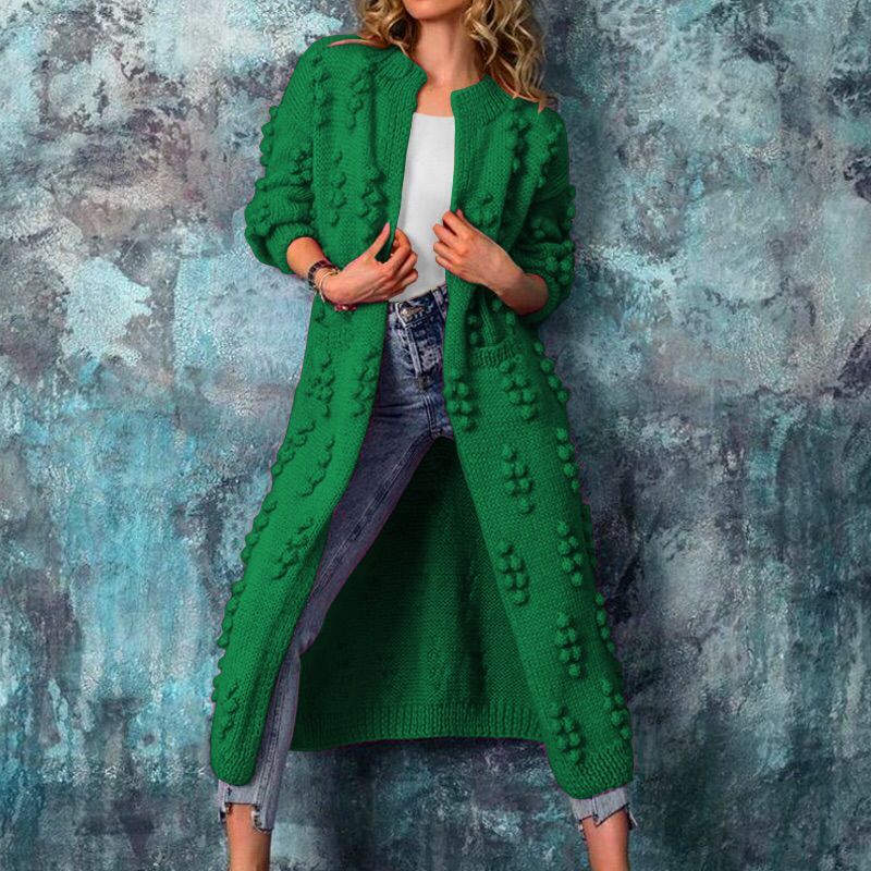 Hot Sale Solid color cardigan long sweater coat