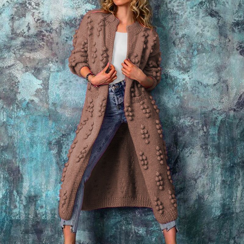 Hot Sale Solid color cardigan long sweater coat