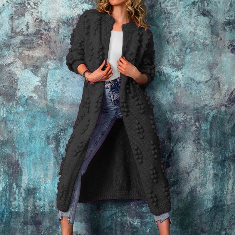 Hot Sale Solid color cardigan long sweater coat