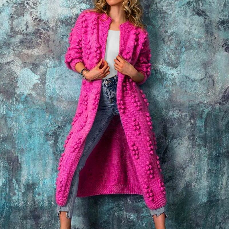 Hot Sale Solid color cardigan long sweater coat