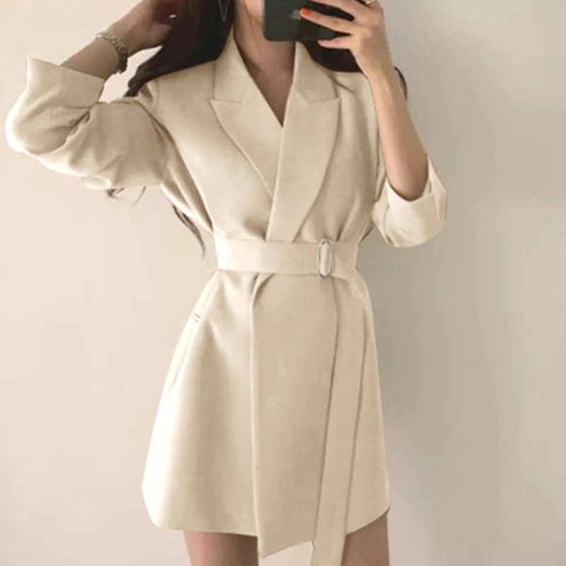 Belted Korean Style Casual Temperament Suit Jacket