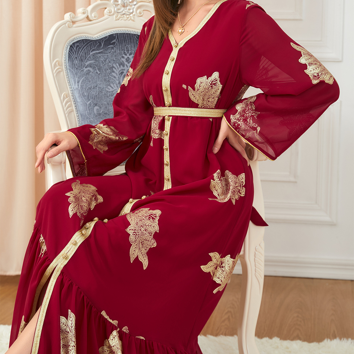 2023 New Fashion Sleeve Bronzing Arabic Robe