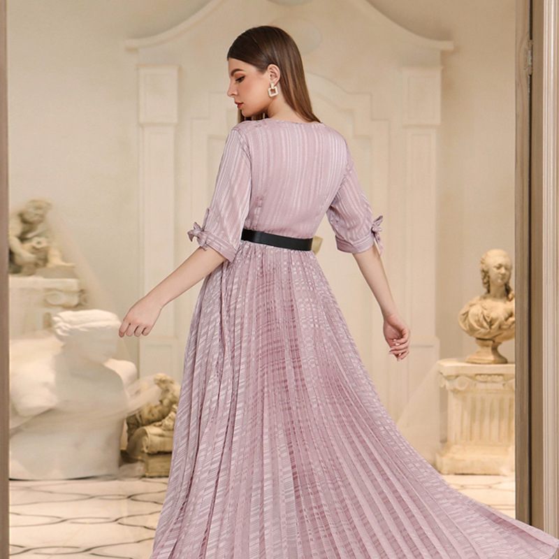 2023 New Fashion Silk Waist Slim Banquet Dress