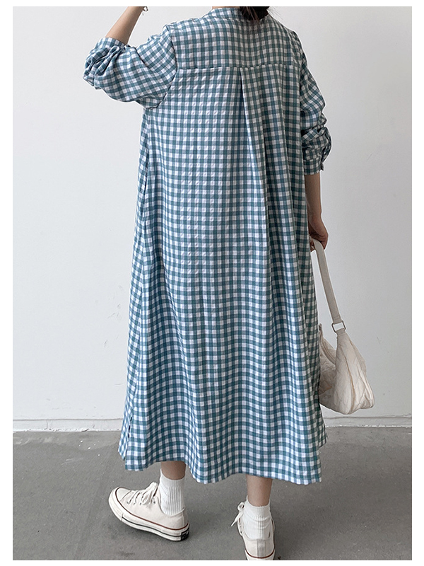 Japanese plaid blouse skirt in cotton and linen