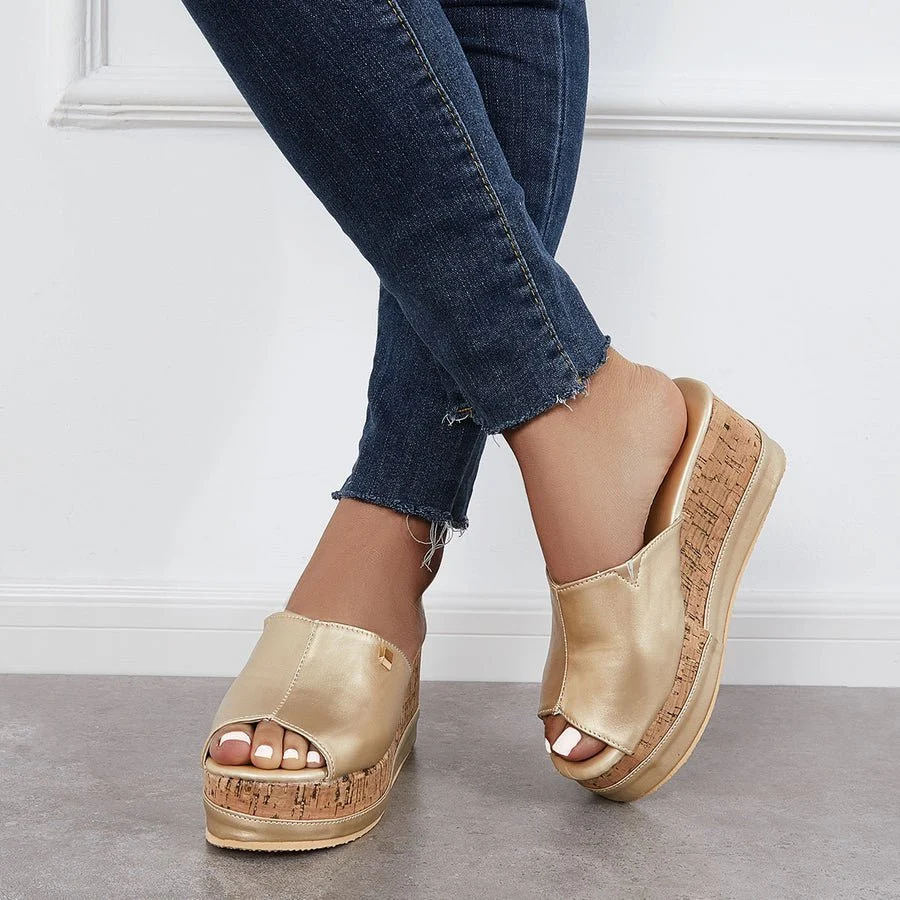 Onex Christina Leather Banded Cork Platform Wedge Sandals | Dillard's