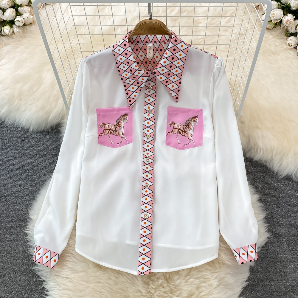 2023 New Fashion Print Shirt Skirt Suit