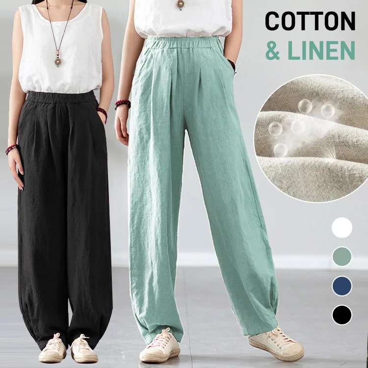 Japanese style loose cotton and linen trousers