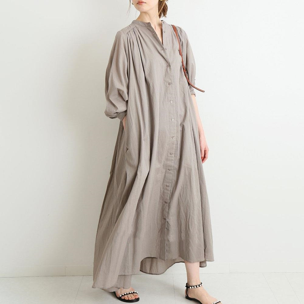  Japanese cotton and linen button loose dress