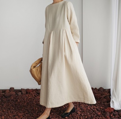 Cotton and linen loose dress