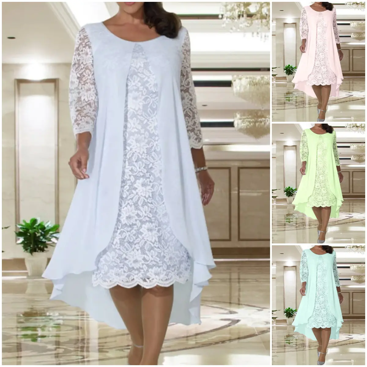 2023 New lace dress with long sleeves