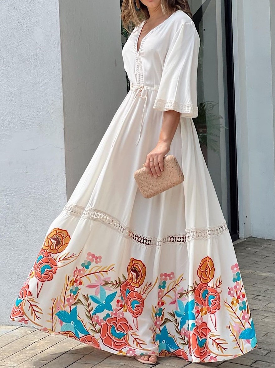 printed long swing dress