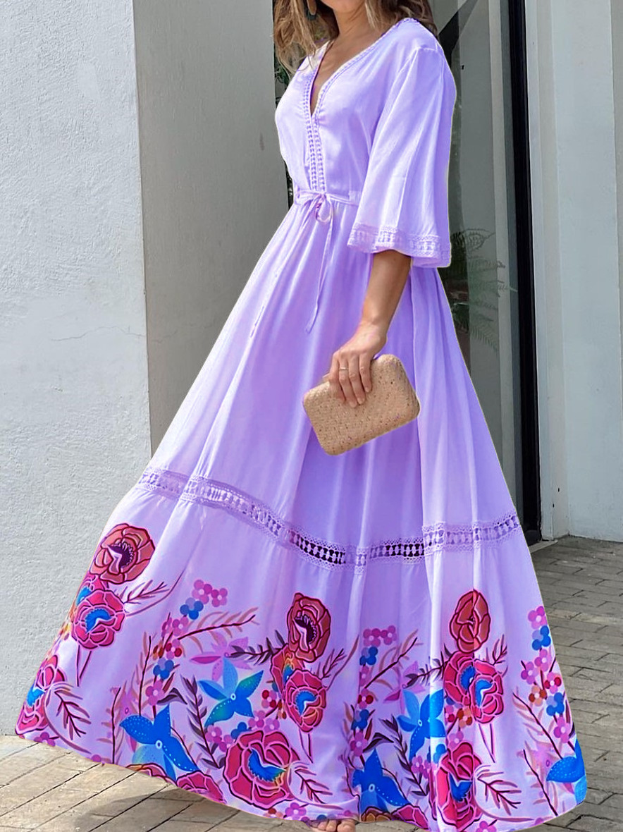 printed long swing dress