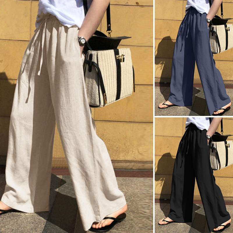 Linen Simple Elastic Waist Trousers