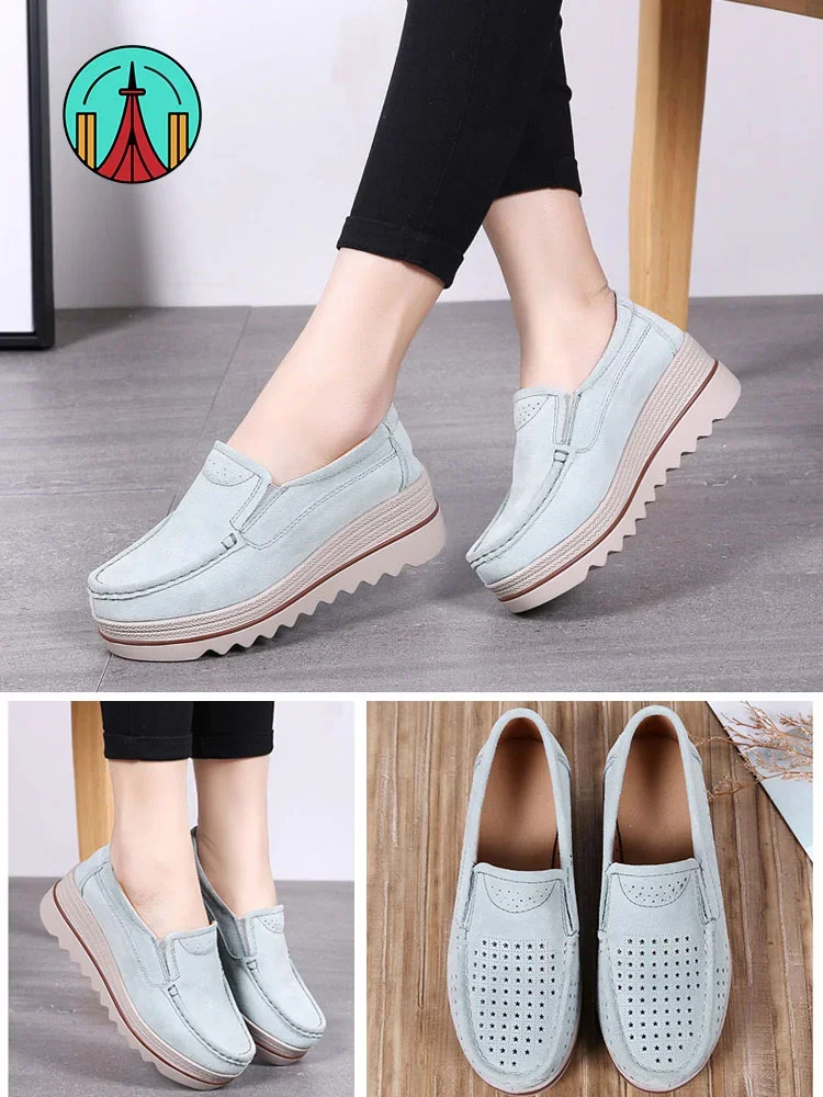 Slip-on wedge-heeled casual shoes