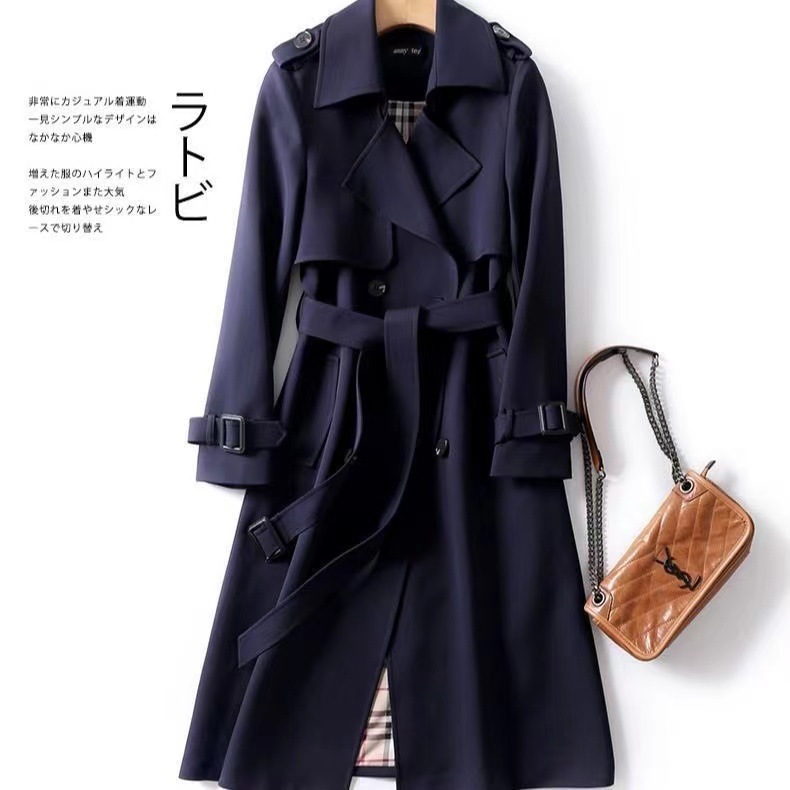 British style trendy over-the-knee coat