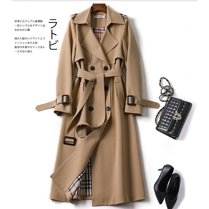 British style trendy over-the-knee coat