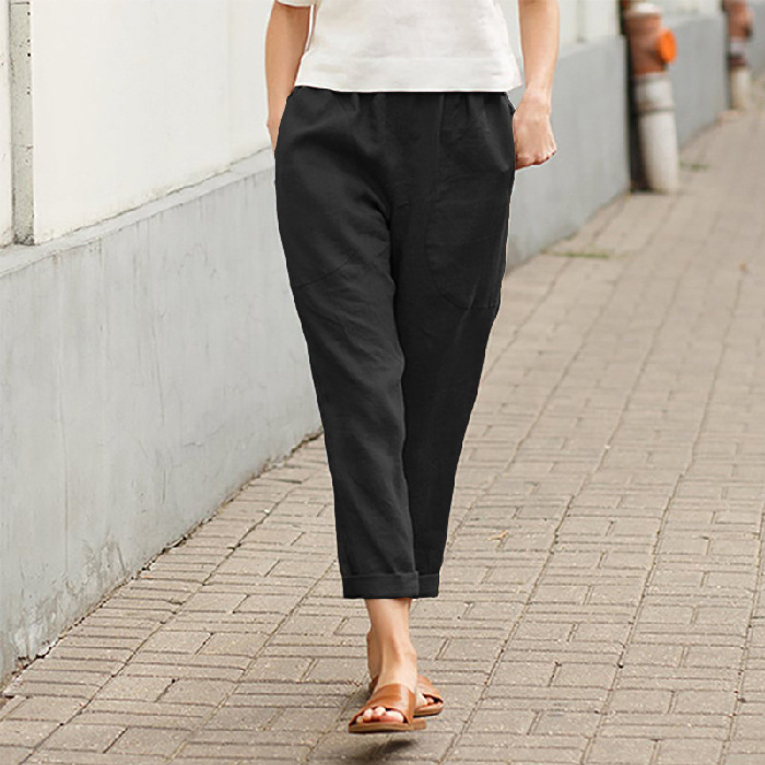 Comfortable cotton and linen trousers with large pockets