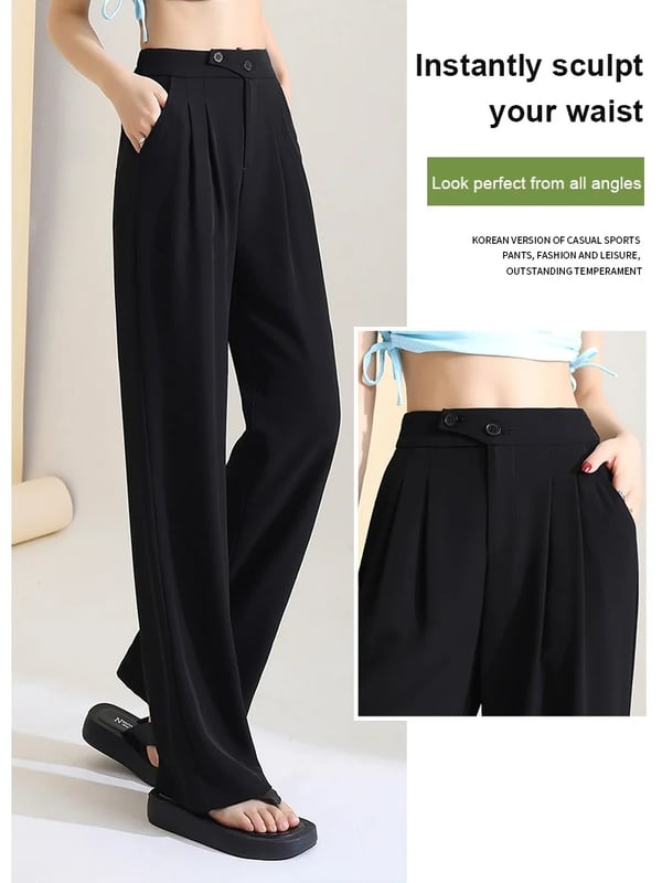 Figure-flattering versatile high-waisted wide leg trousers