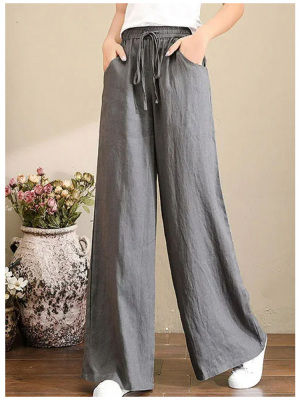 Women's Fashion Linen Cotton Drape Wide Leg Pants