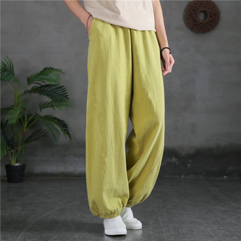 Comfortable and breathable cotton linen balloon pants