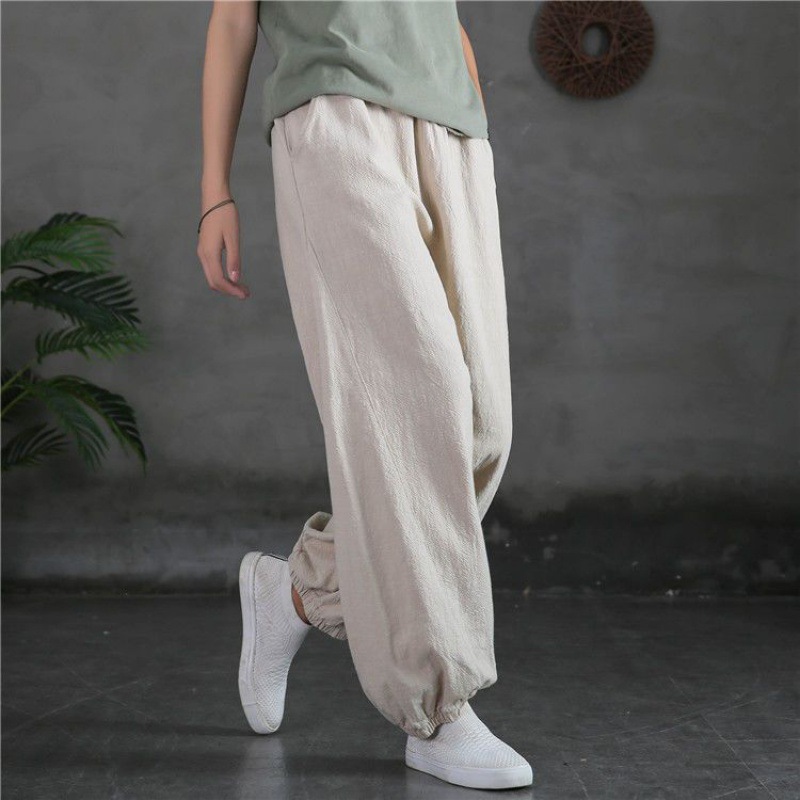 Comfortable and breathable cotton linen balloon pants