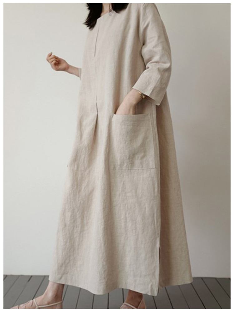 Simple Loose Plus Size Cotton Linen Long Dress