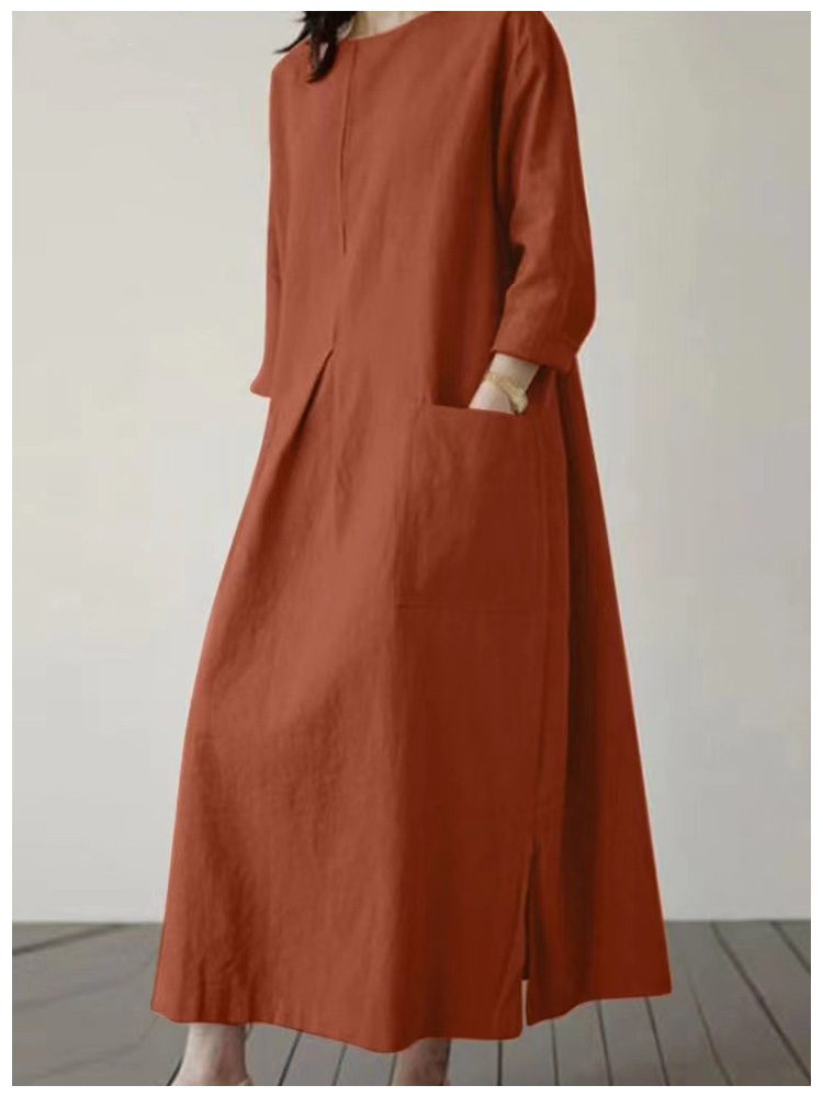 Simple Loose Plus Size Cotton Linen Long Dress