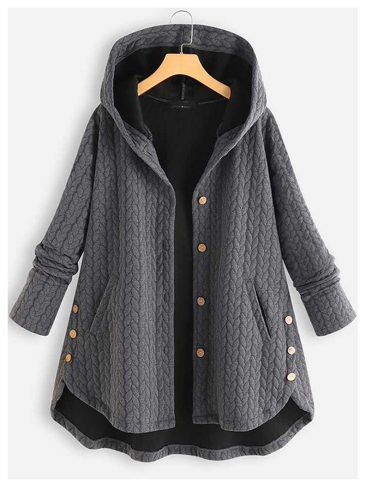 Hooded single breasted women's cotton coat