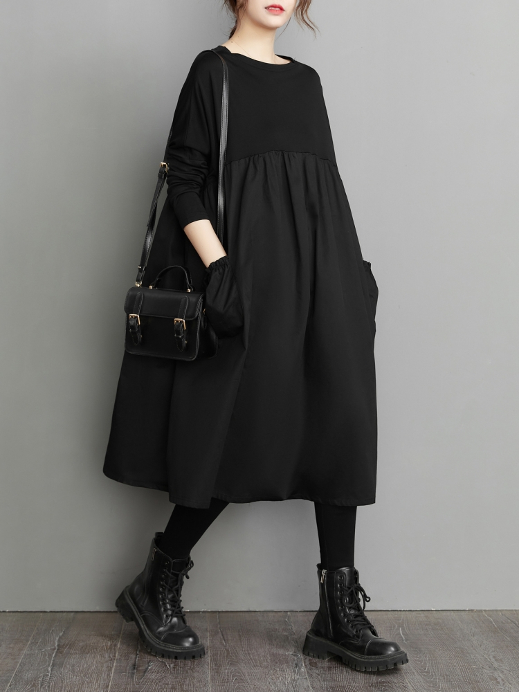 2023 Autumn Splicing High Waist Vintage Plus Size Dresses