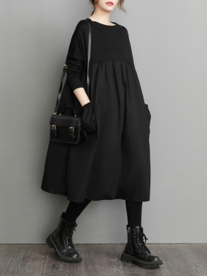 2023 Autumn Splicing High Waist Vintage Plus Size Dresses