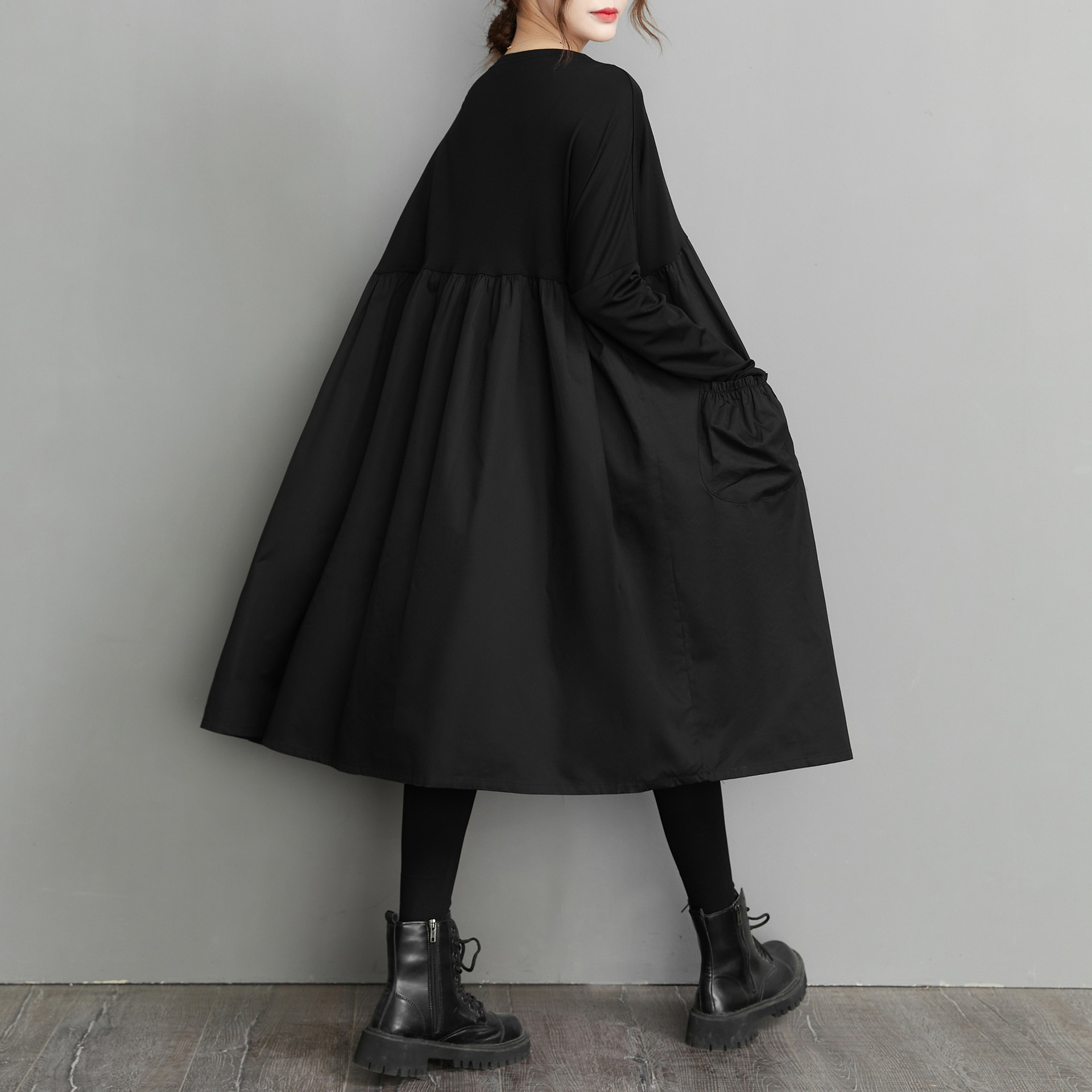 2023 Autumn Splicing High Waist Vintage Plus Size Dresses