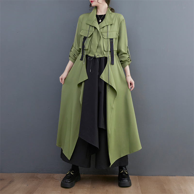 2023 Autumn New Solid Colour Unbuttoned Trench Coat - Lily Outfits