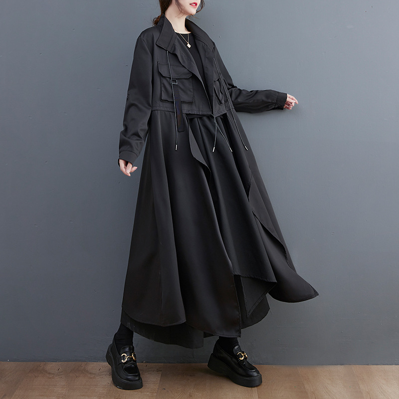 2023 Autumn New Solid Colour Unbuttoned Trench Coat